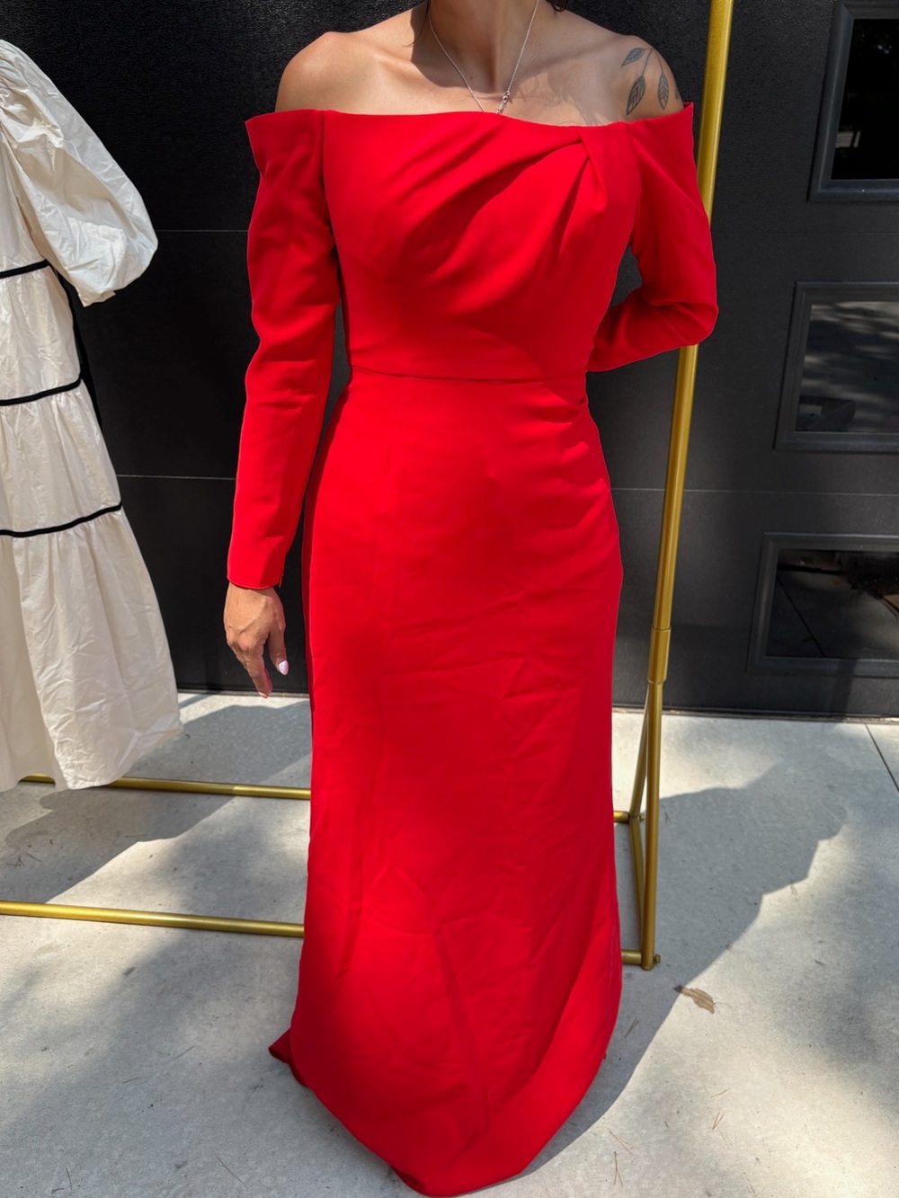 Carolina Herrera Bright Red Designer Dress with Label